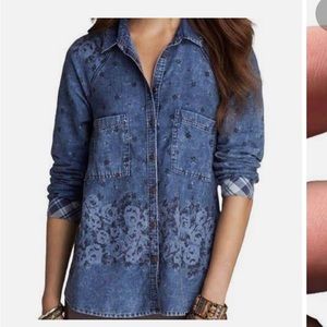 Free People Chambray Dottie Over You Shirt
